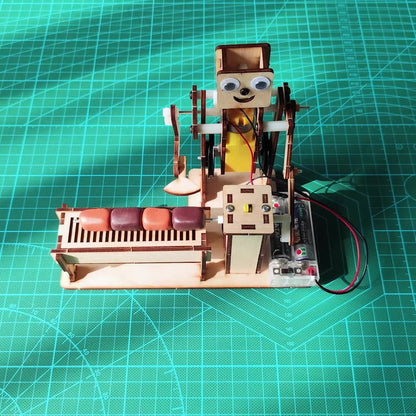 Barbecue Robot Creative Wood Board Assembly Technology Gizmo DIY Creative Science And Education Toys