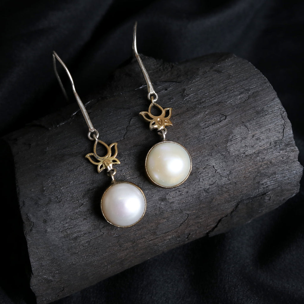Lotus Pearl Earrings