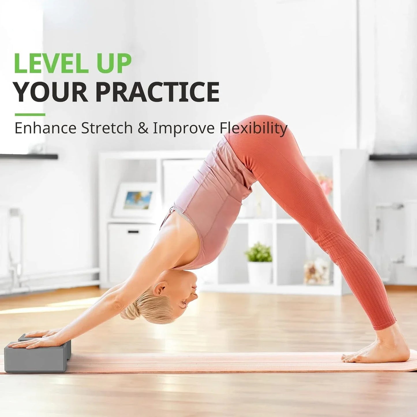 Set of 2 Premium Odor-Resistant Foam Yoga Blocks (Grey)