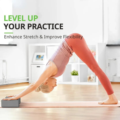 Set of 2 Premium Odor-Resistant Foam Yoga Blocks (Grey)