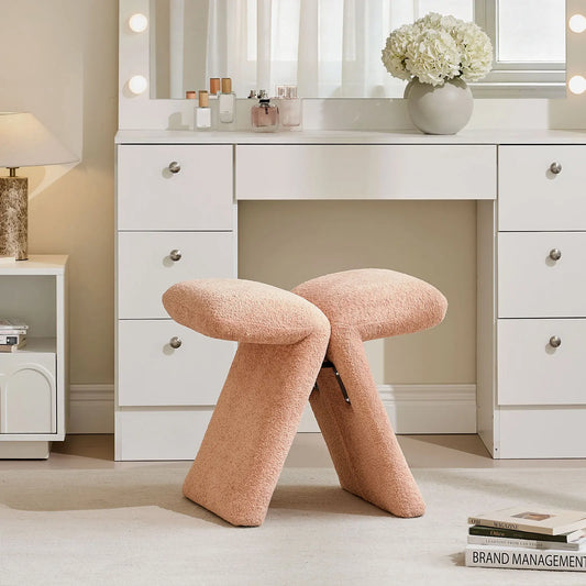 Faye Warm Blush Vanity Stool