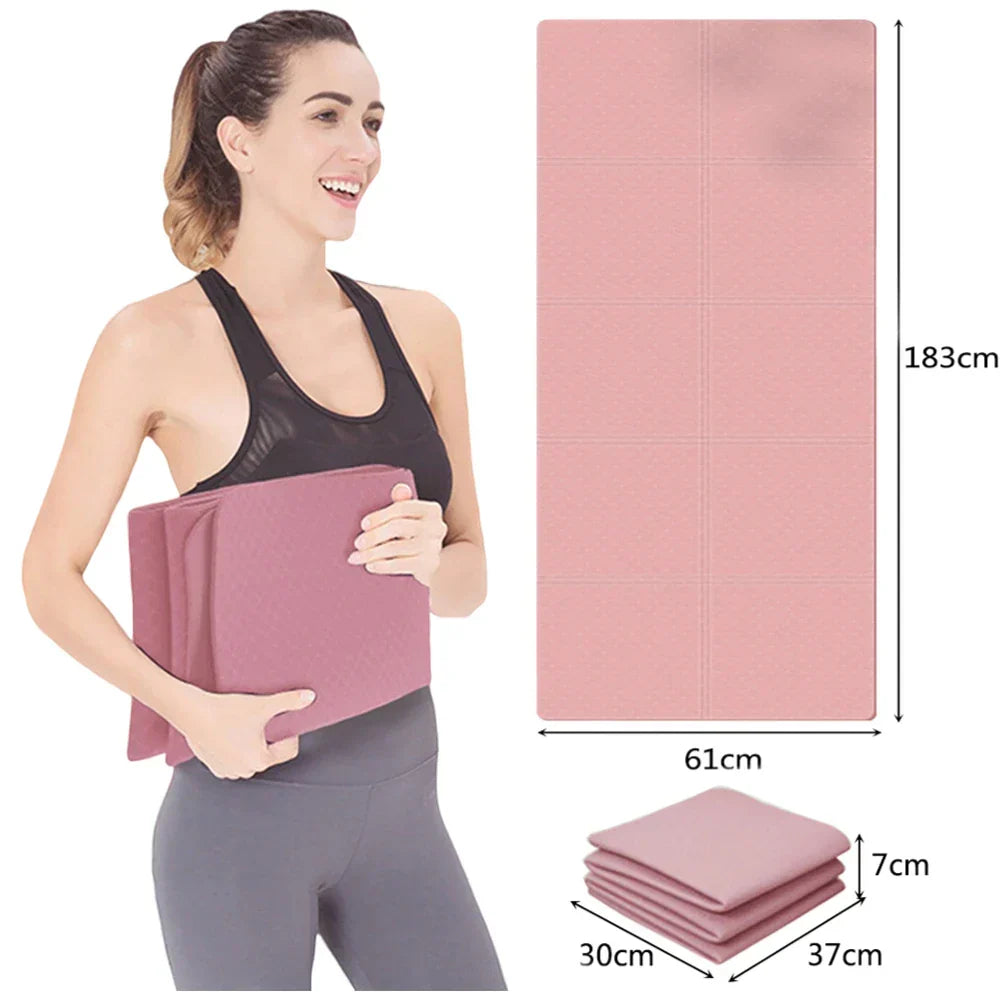 Foldable TPE Yoga Mat for Fitness & Pilates