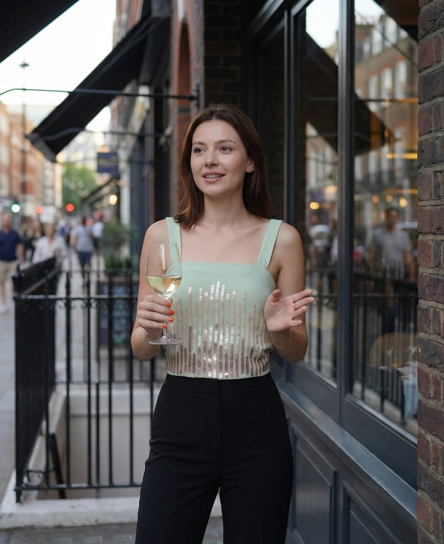 Crop Top with Hand Embroidered Gradient Sequins