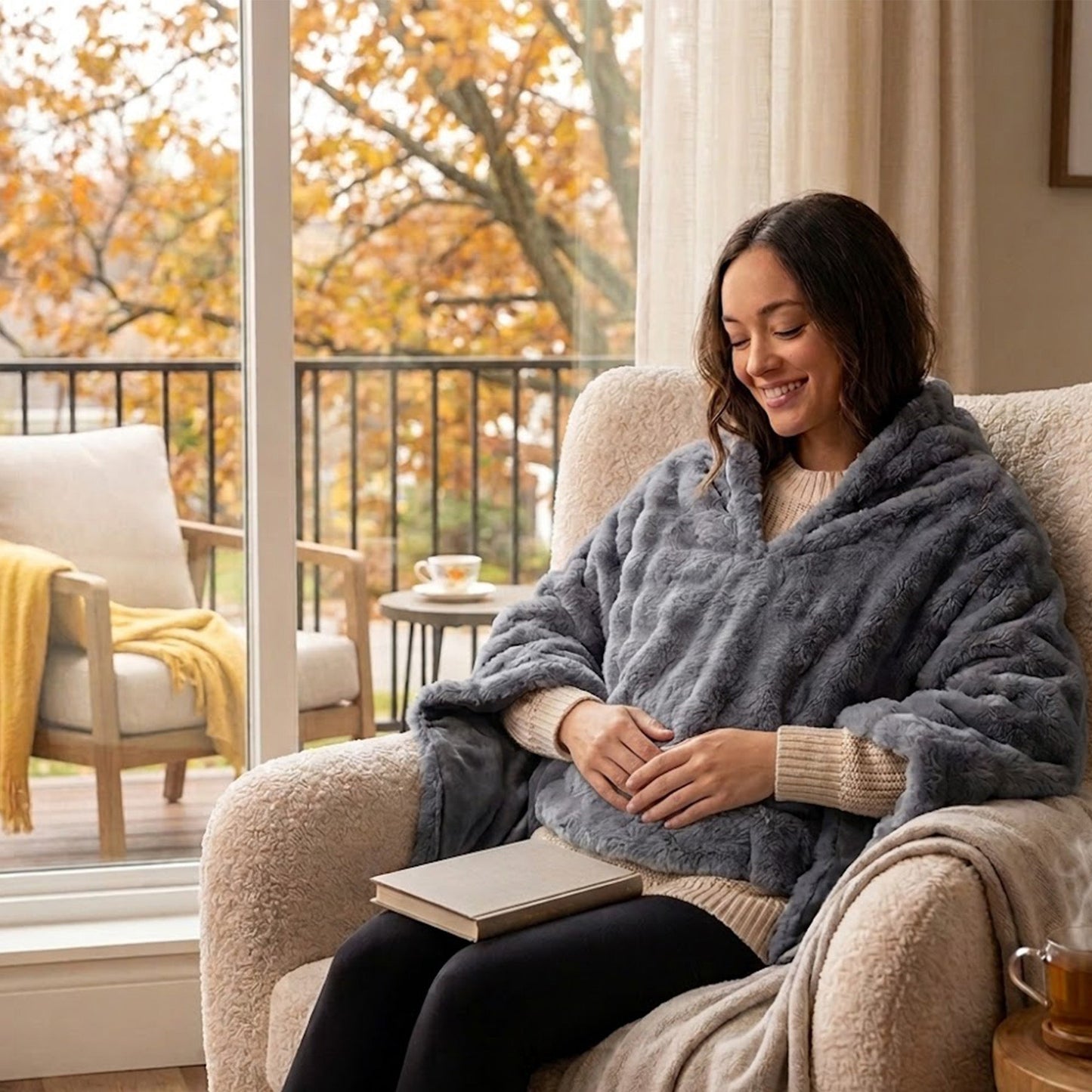 Pursonic Electric Plush Heated Poncho Shawl