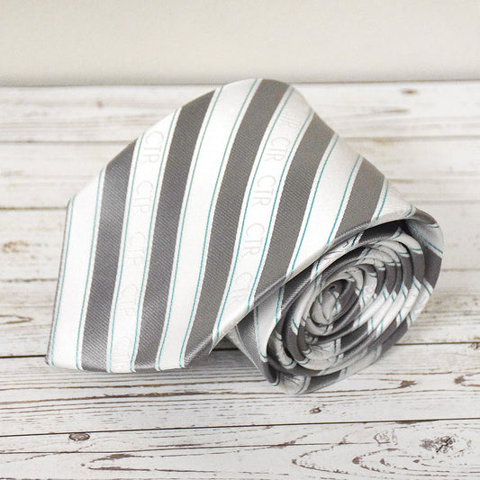 CTR Choose the Right Mens Silver and White Microfiber Necktie