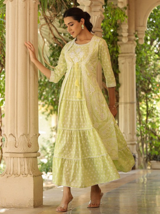 Women's Fit & Flare Maxi Dress with Ethnic Motif Embroidery