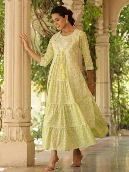 Women's Fit & Flare Maxi Dress with Ethnic Motif Embroidery