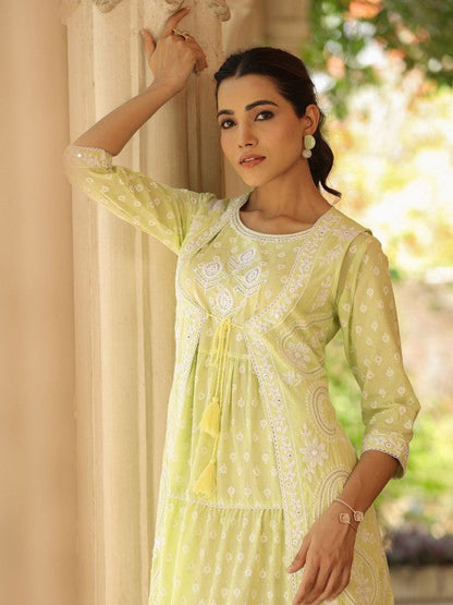 Women's Fit & Flare Maxi Dress with Ethnic Motif Embroidery