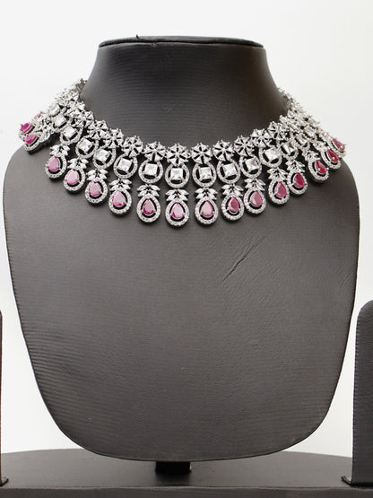 Ruby & Faux Diamond High Quality Necklace set