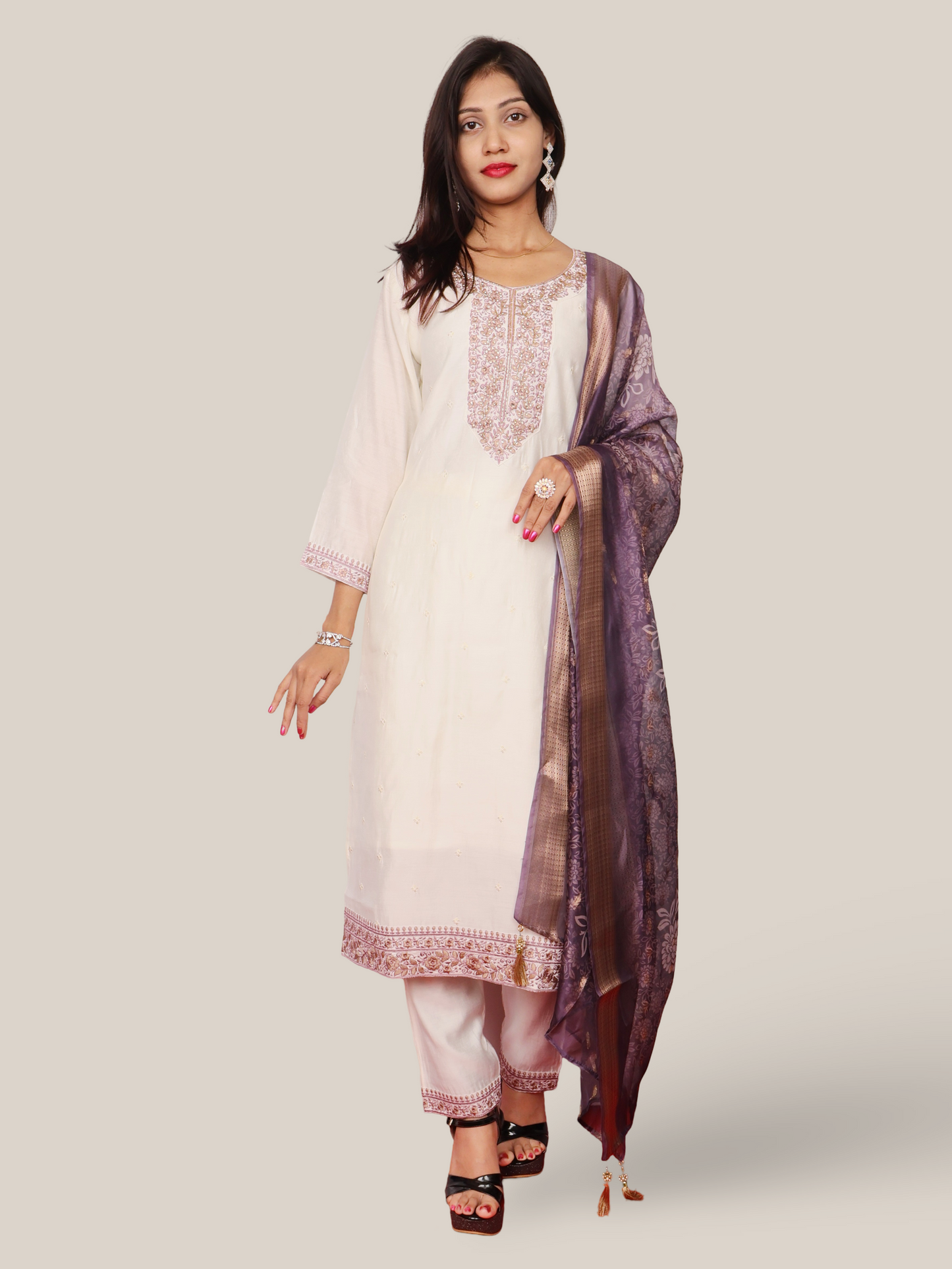 Woman's Straight Suit Set with Dupatta