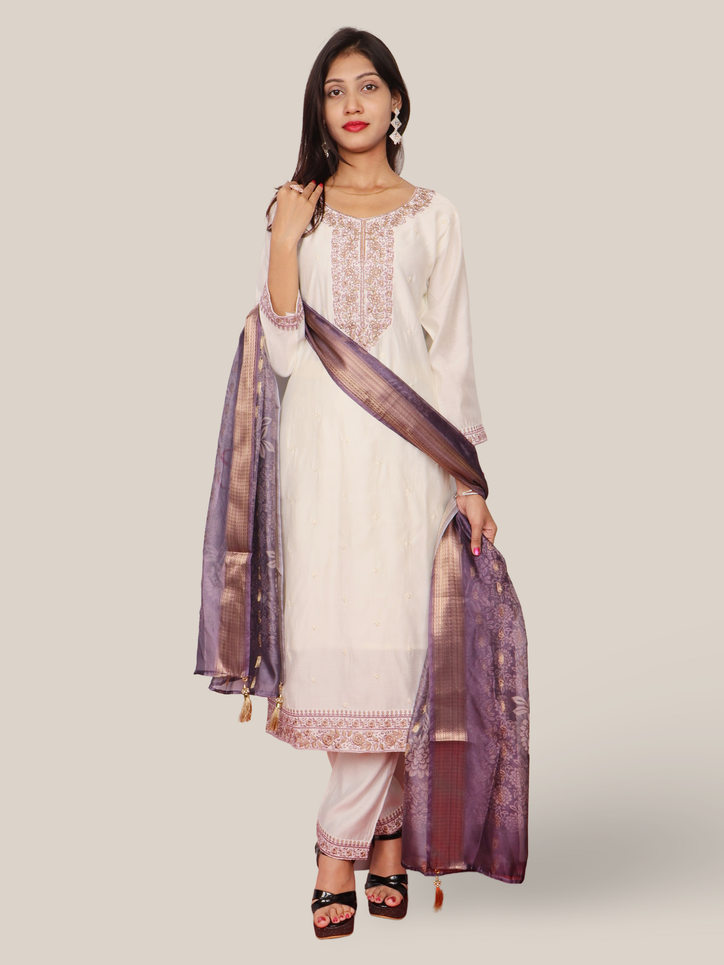 Woman's Straight Suit Set with Dupatta