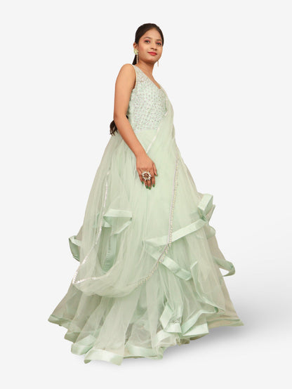Gown with Stone & Beads Work by Shreekama