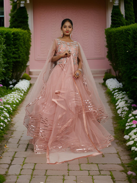 Gown with Cut Dana & Beads by Shreekama