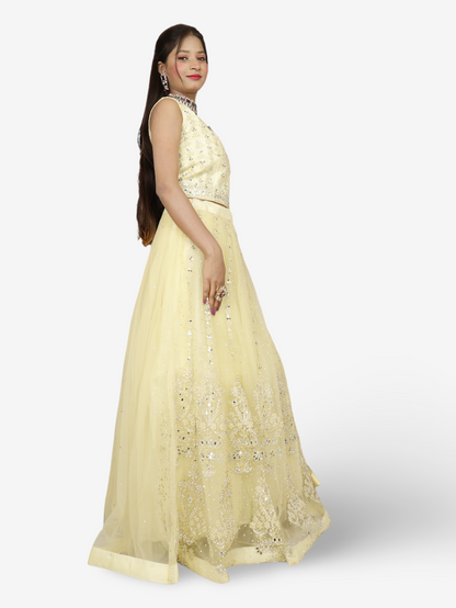 Designer Lehenga Choli with Embroidery and Mirror Peal Work by Shreekama