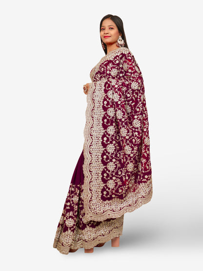 Designer Saree with Embroidery & Heavy Zari Thread Work by Shreekama
