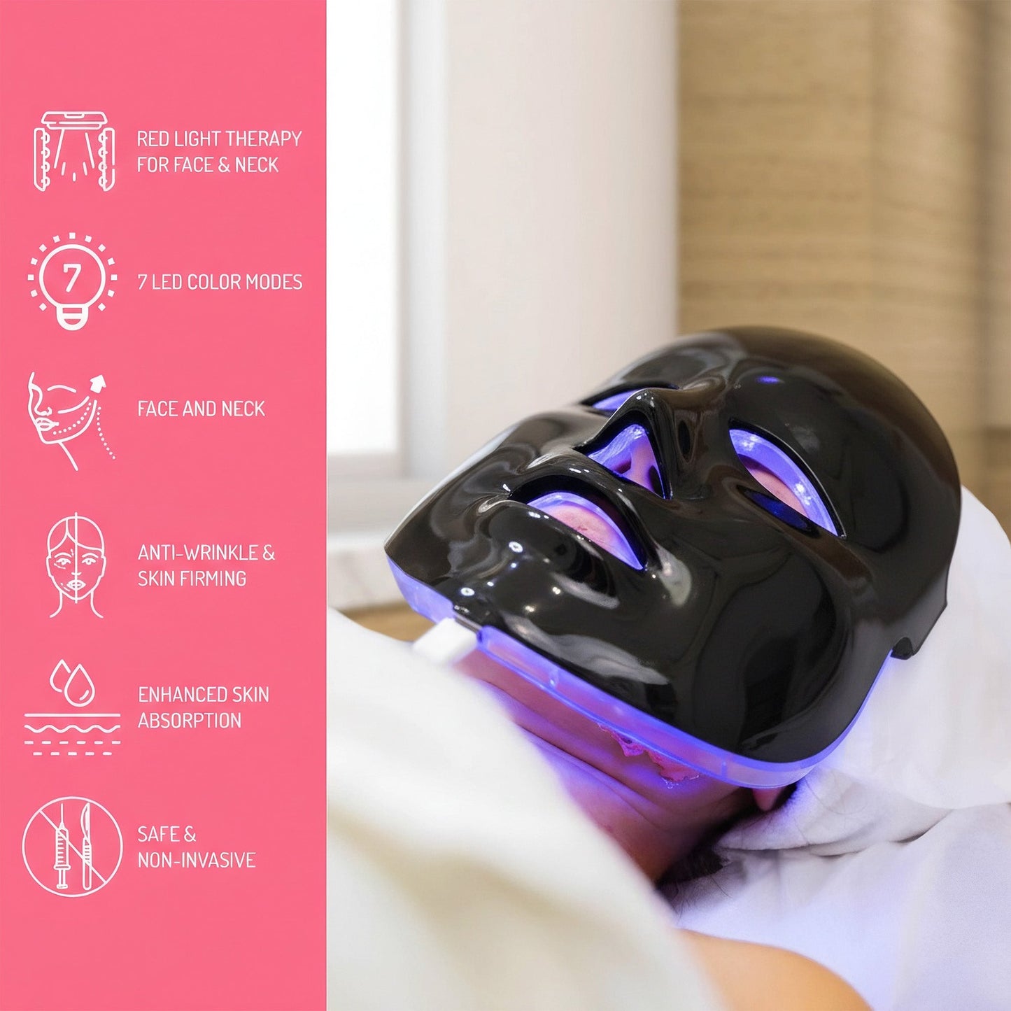 Pursonic 7-in-1 LED Light Therapy Face Mask & LED Light Sculpting Wand