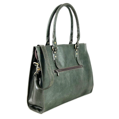 The Signature 17" Leather Laptop Bag, Olive Green