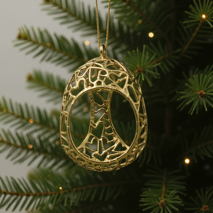 Open Heart egg Christmas ornament | Electroformed metallic bauble in gold, silver or antique | Set of 2 or 4