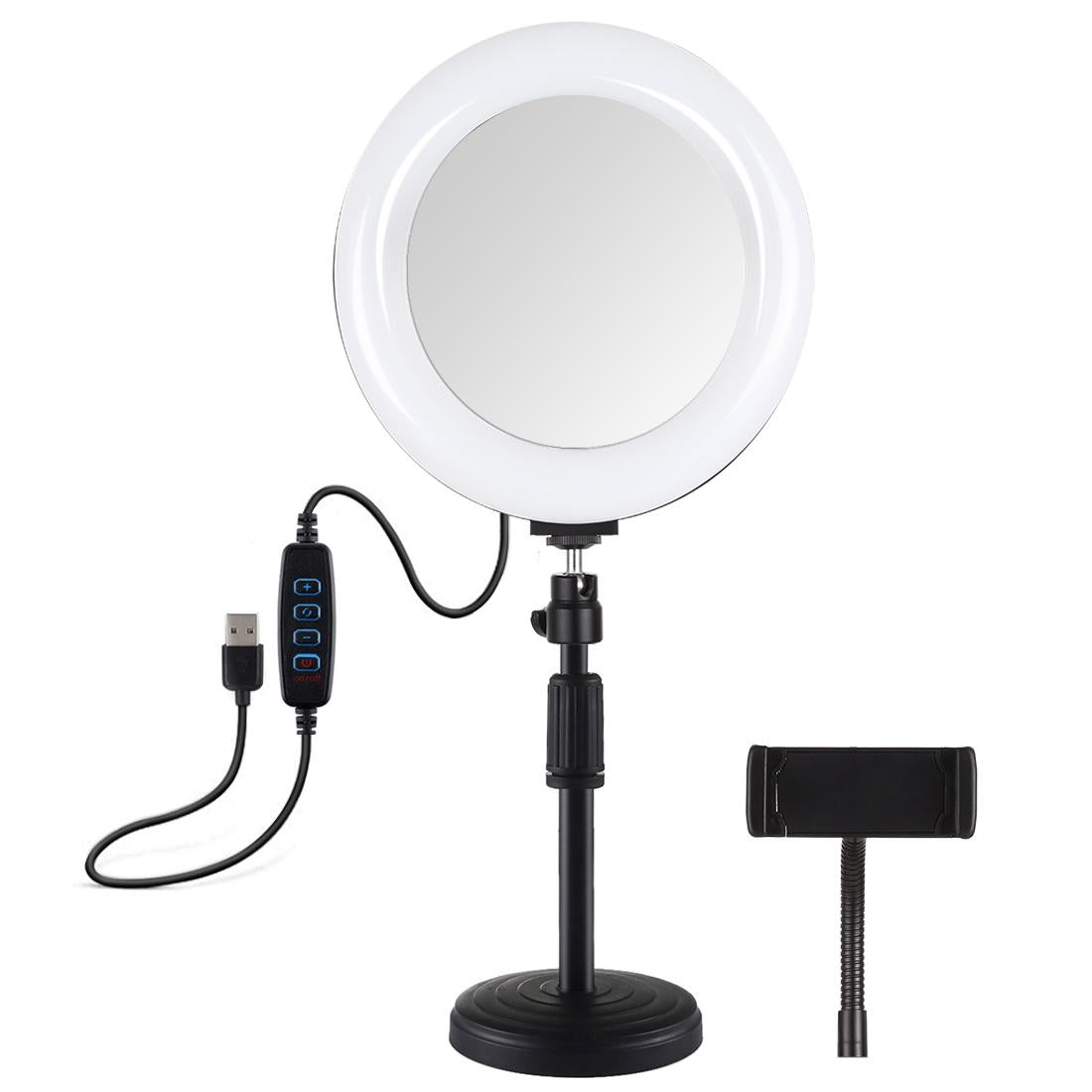 NNEIDS 7.9 Dual-Colour Led Ring Light With Desktop Mount And Phone Clamp