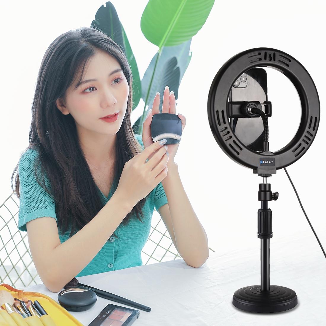 NNEIDS 7.9 Dual-Colour Led Ring Light With Desktop Mount And Phone Clamp