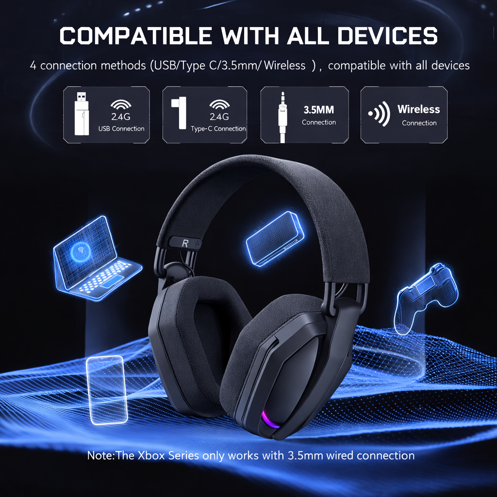 Wireless Gaming Headphones with Noise Cancelling Mic