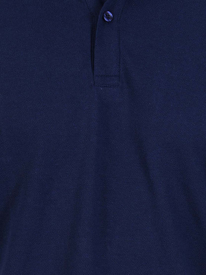 Polo collar Cotton Tshirt for men and women for summer breathable cool soft fine fabric navy blue