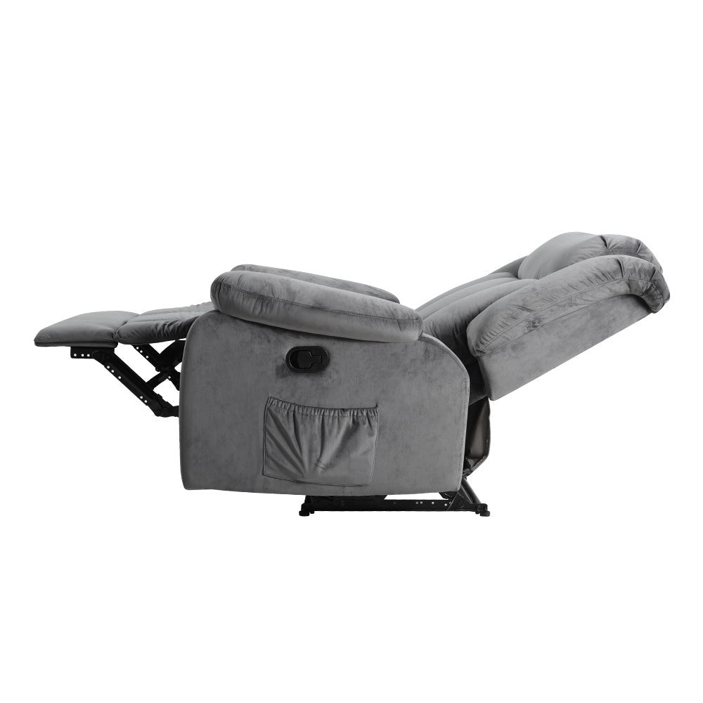 NNEDSZ Recliner Chair Electric Massage Chair Velvet Lounge Sofa Heated Grey