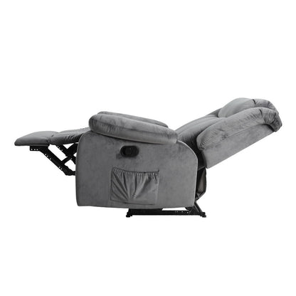 NNEDSZ Recliner Chair Electric Massage Chair Velvet Lounge Sofa Heated Grey