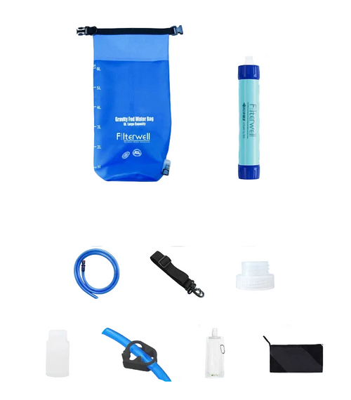 Filterwell 6L Gravity Water Filter Straw for Travel and Emergency
