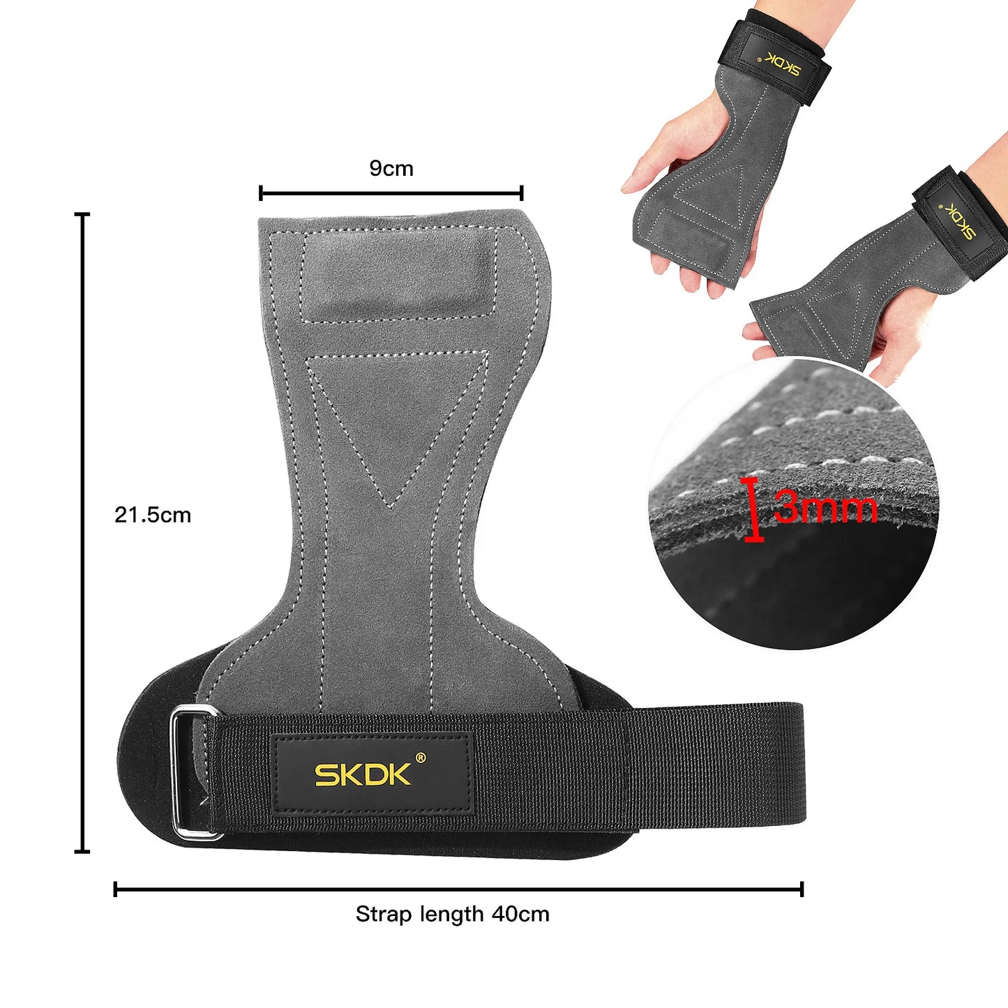 Cowhide Gym Gloves Grip Belt