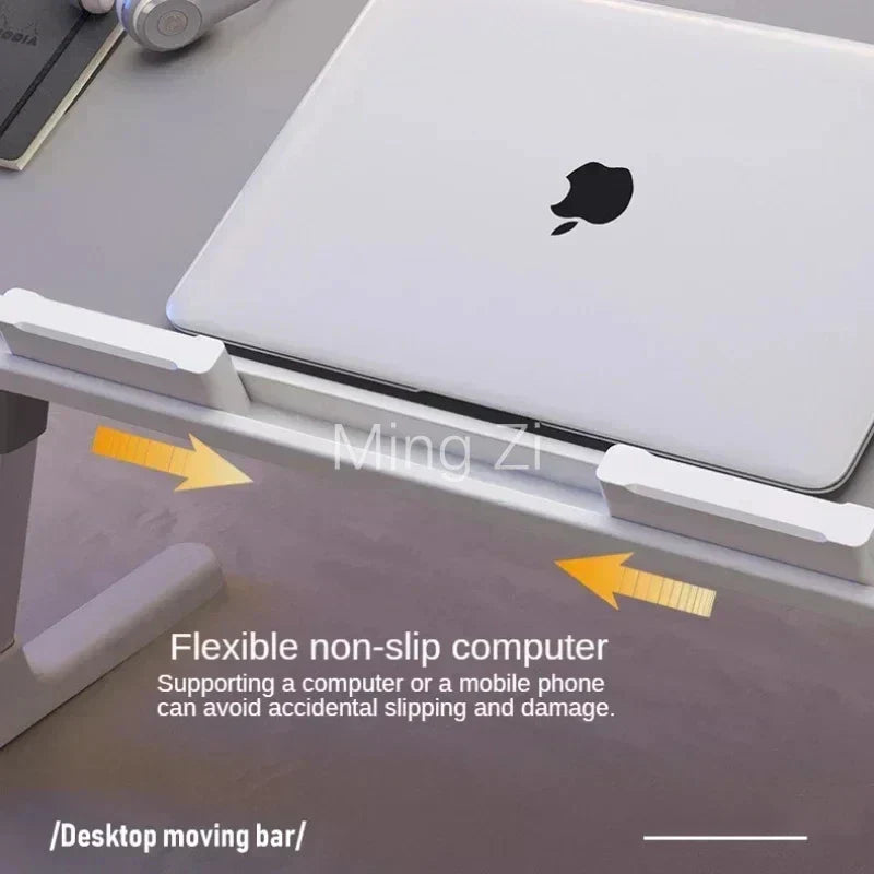 Foldable Laptop Desk with Adjustable Height and Radiator - Grey
