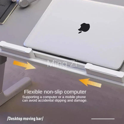 Foldable Laptop Desk with Adjustable Height and Radiator - Grey