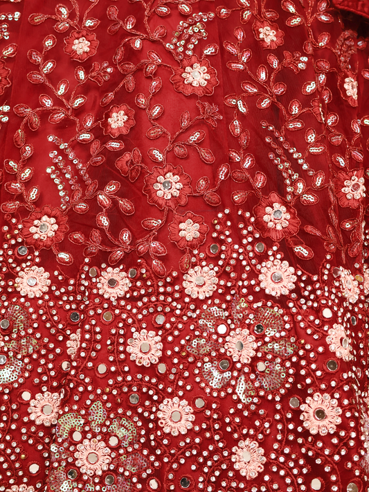 Semi-Stitched Lehenga with Sequin & Embroidery Work by Shreekama