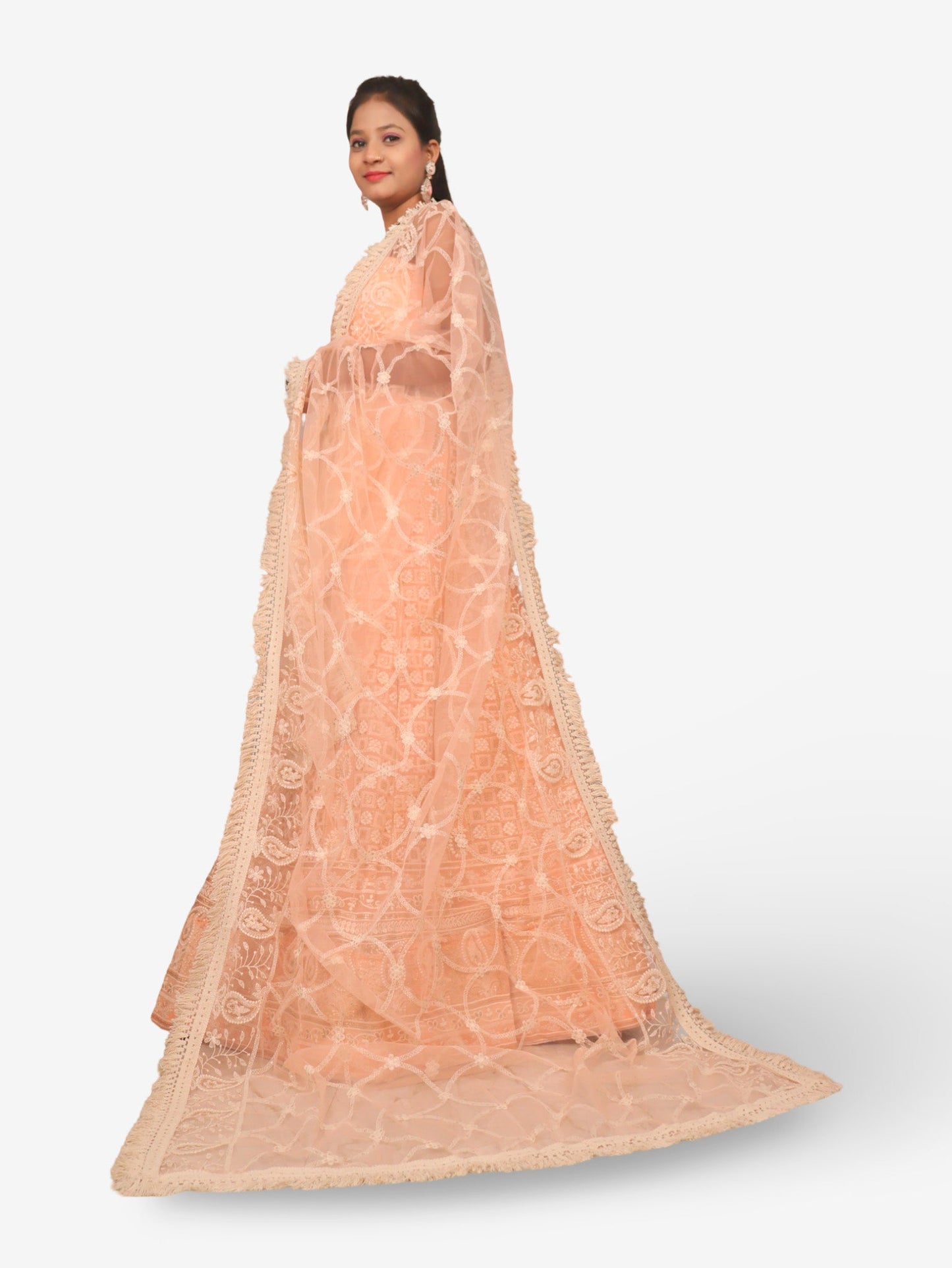 Semi-Stitched Lehenga with Embroidery & Golden Sequin work by Shreekama