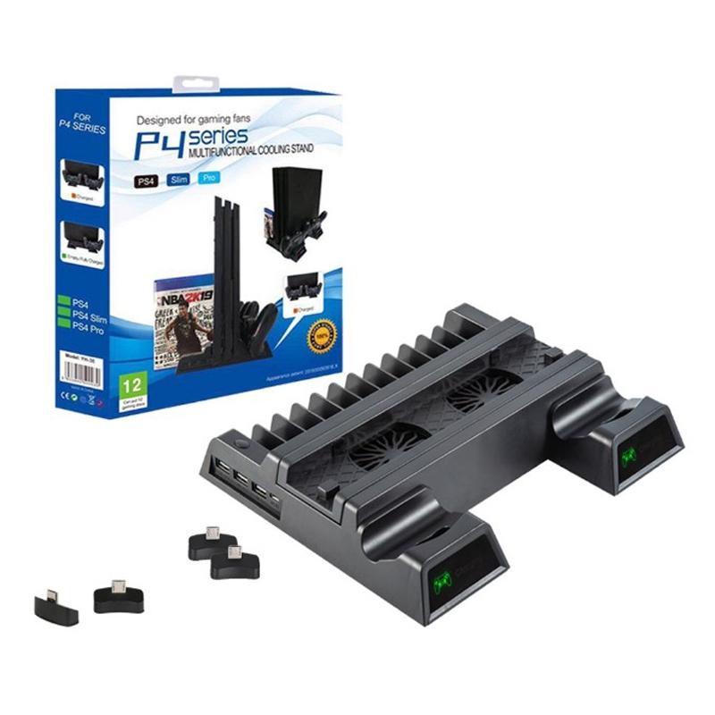 NNEIDS Vertical Cooling Stand With Dual Controller Charger For Ps4 - Black