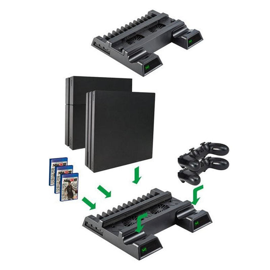 NNEIDS Vertical Cooling Stand With Dual Controller Charger For Ps4 - Black