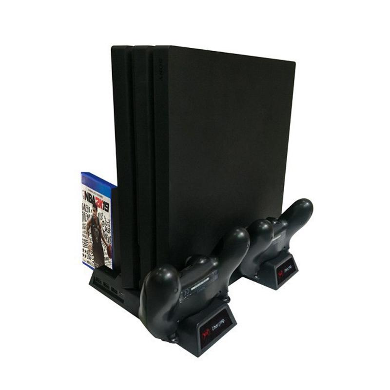 NNEIDS Vertical Cooling Stand With Dual Controller Charger For Ps4 - Black
