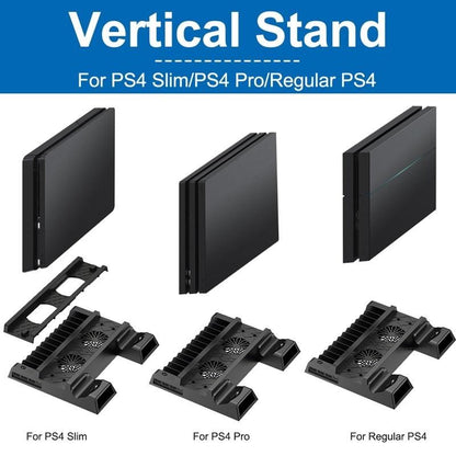 NNEIDS Vertical Cooling Stand With Dual Controller Charger For Ps4 - Black