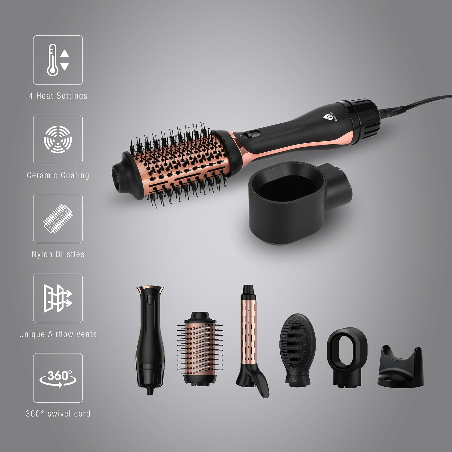 Hair Wellness Duo: Hot Air Blower Brush & Pursonic 3-in-1 LED Therapy Scalp Brush