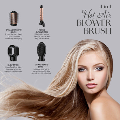 Hair Wellness Duo: Hot Air Blower Brush & Pursonic 3-in-1 LED Therapy Scalp Brush