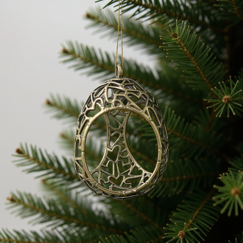 Open Heart egg Christmas ornament | Electroformed metallic bauble in gold, silver or antique | Set of 2 or 4