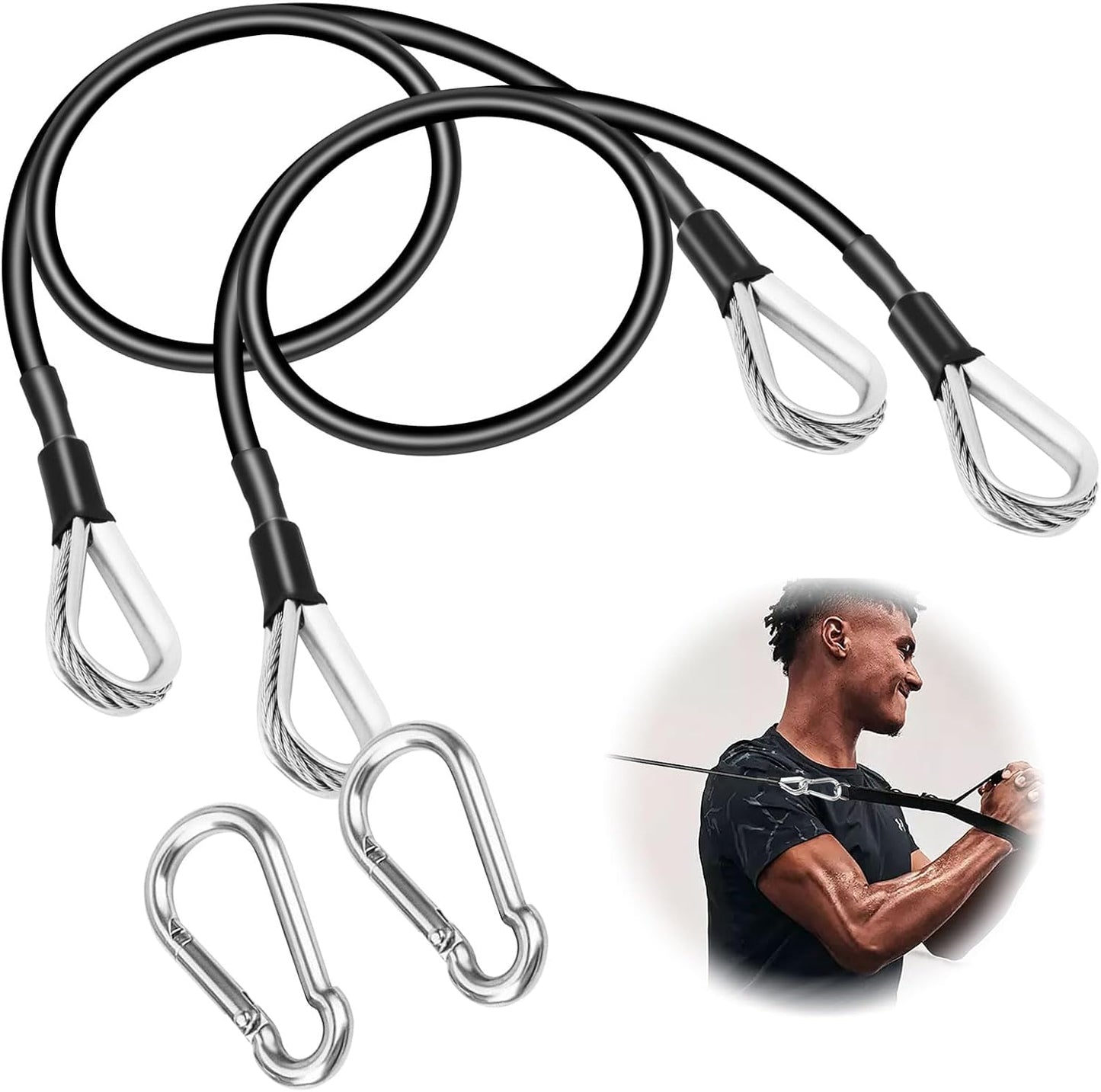 Cable Attachments for Gym, 2PCS Gym Cable Extension Compatible with Gym Accessories, Gym Cable Machine for LAT/Tricep Pull Down, Leg Extensions Machine