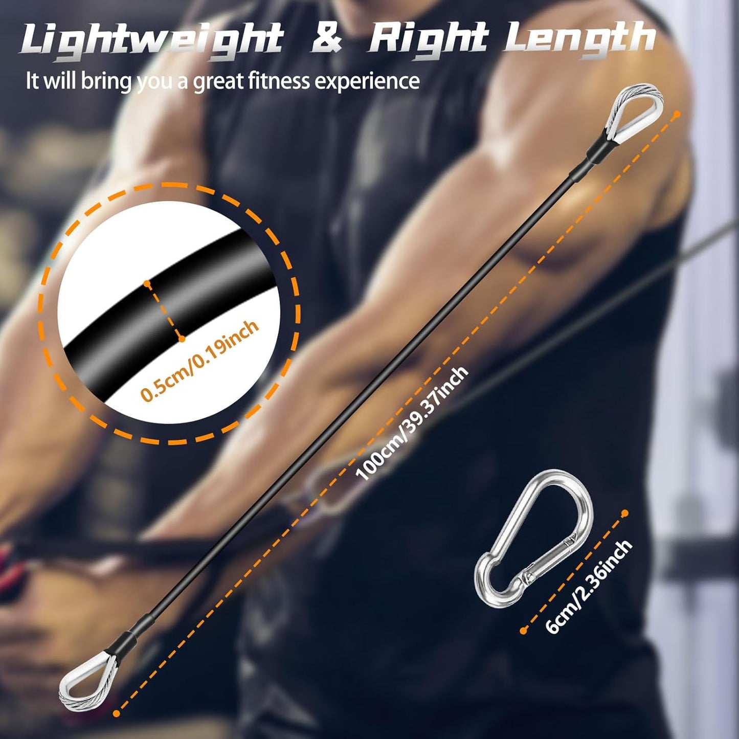 Cable Attachments for Gym, 2PCS Gym Cable Extension Compatible with Gym Accessories, Gym Cable Machine for LAT/Tricep Pull Down, Leg Extensions Machine