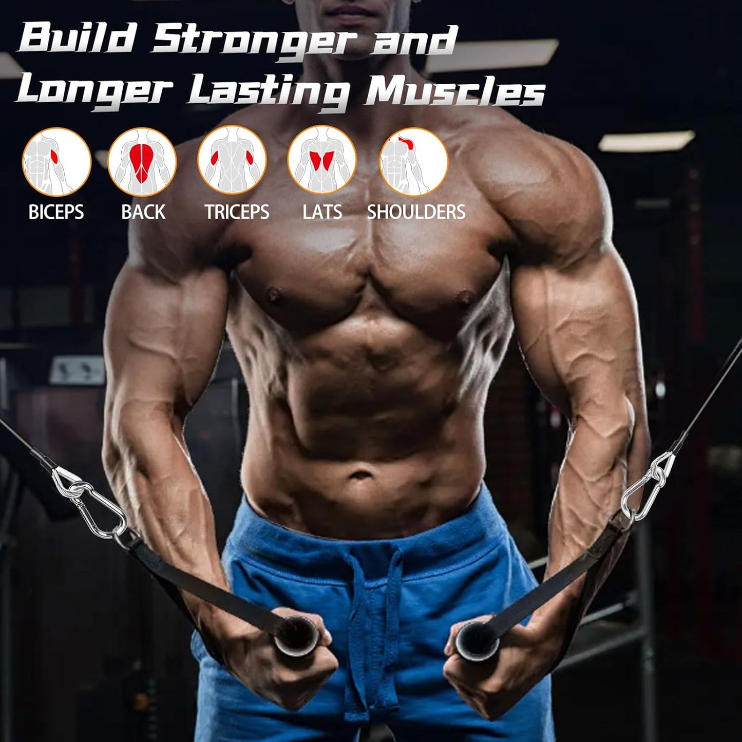 Cable Attachments for Gym, 2PCS Gym Cable Extension Compatible with Gym Accessories, Gym Cable Machine for LAT/Tricep Pull Down, Leg Extensions Machine
