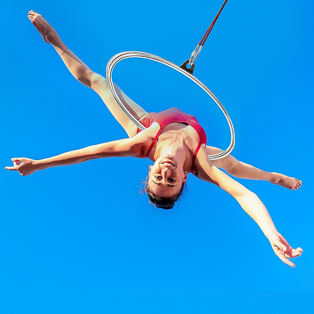 NNEDSZ Aerial Yoga Hoop 90CM Lyra Hoop Circus Single Point Aerial Ring Set