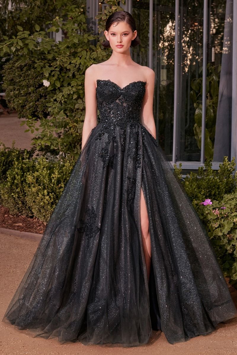 Strapless Layered Tulle Ball Gown