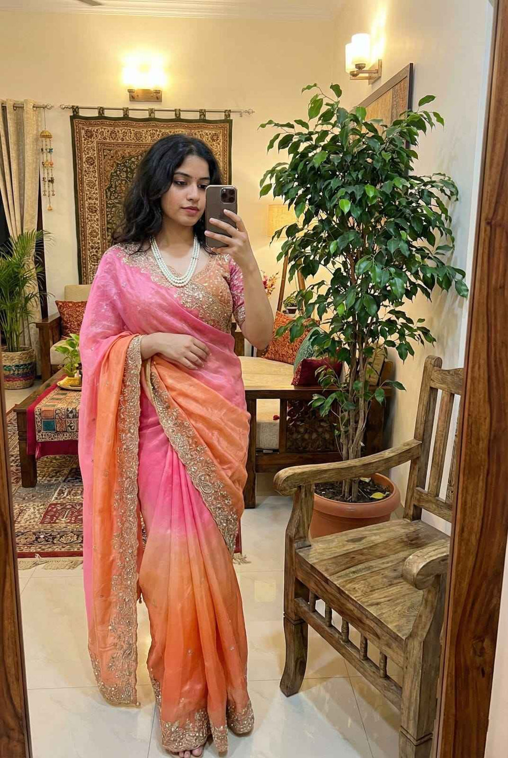 GulAab Pehrava Ombre Designer Saree