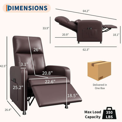 Power Recliner Chair With Heating Massage Tall Back