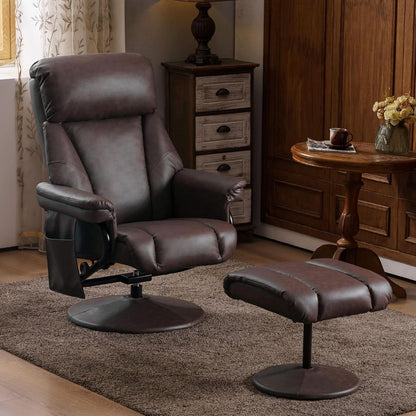 Swivel Recliner With Ottoman Massage Dark Brown Chair
