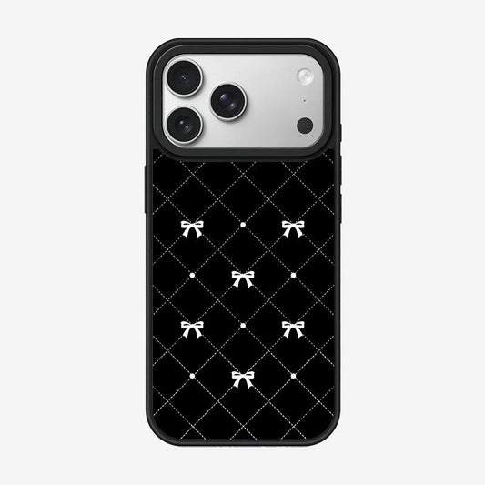 Casey Gilded Pearl Bow Black Magnetic Matte Phone Case – Anti-Fingerprint Protective Cover
